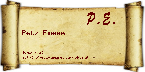 Petz Emese névjegykártya